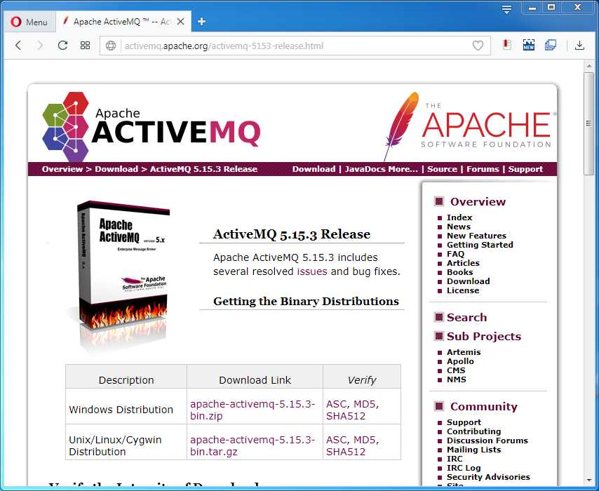 Install ActiveMQ on Windows: choose version