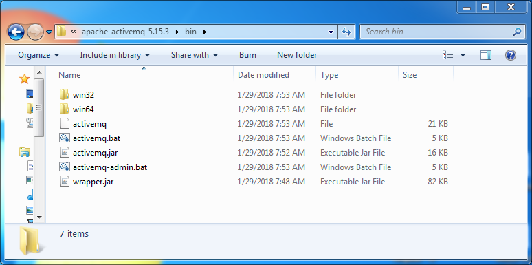 Install ActiveMQ on Windows: bin directory