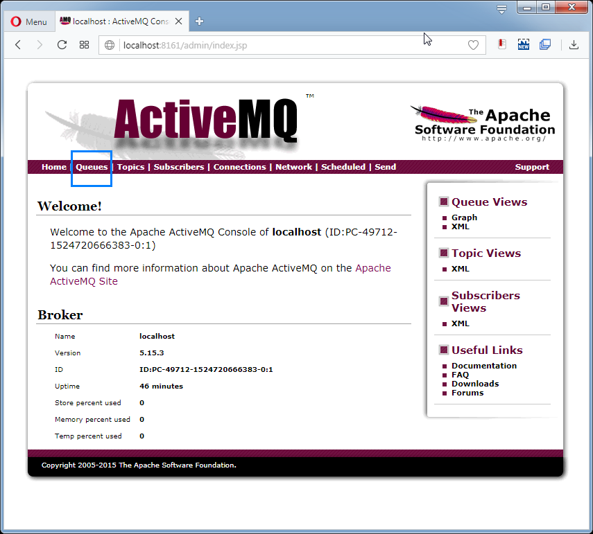 Send messages to ActiveMQ Queue: the admin console