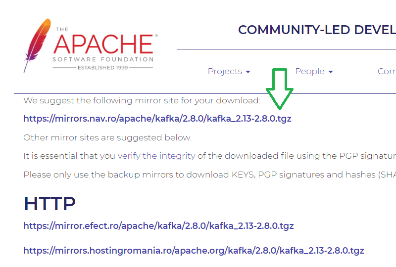 Apache Kafka Installation on Linux (CentOS 8): download file 
