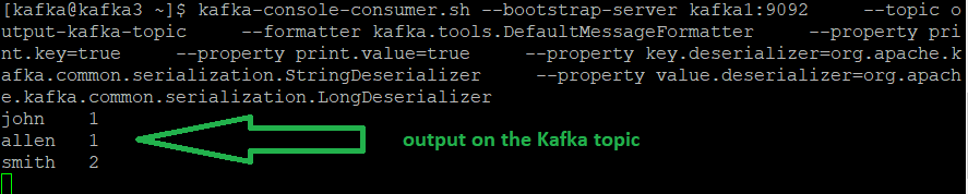 Kafka KTables example: output message