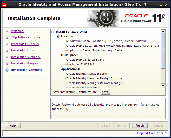 Install Oracle IDAM software: 