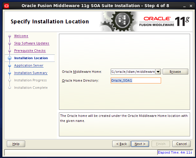 Install SOA for OIM : Select SOA Home location