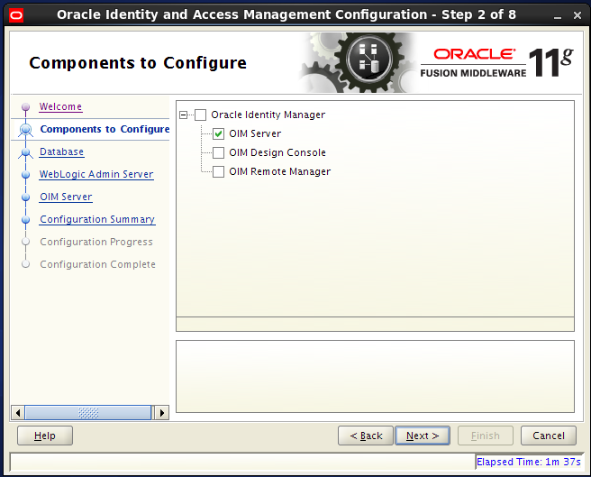 configure oracle identity manager server: components
