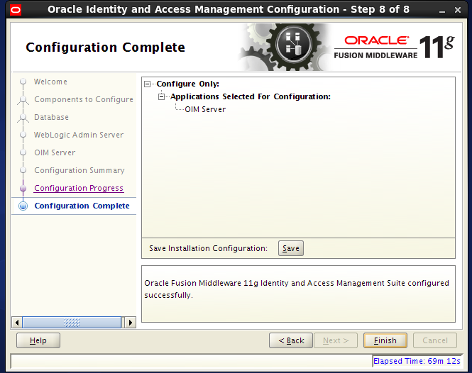 configure oracle identity manager server: complete