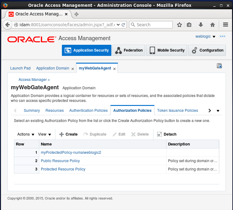 Create Oracle Access Manager (OAM) Authorization Policy: authorization policy