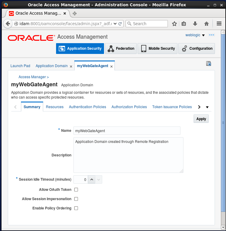 Create Oracle Access Manager (OAM) Resource: Summary