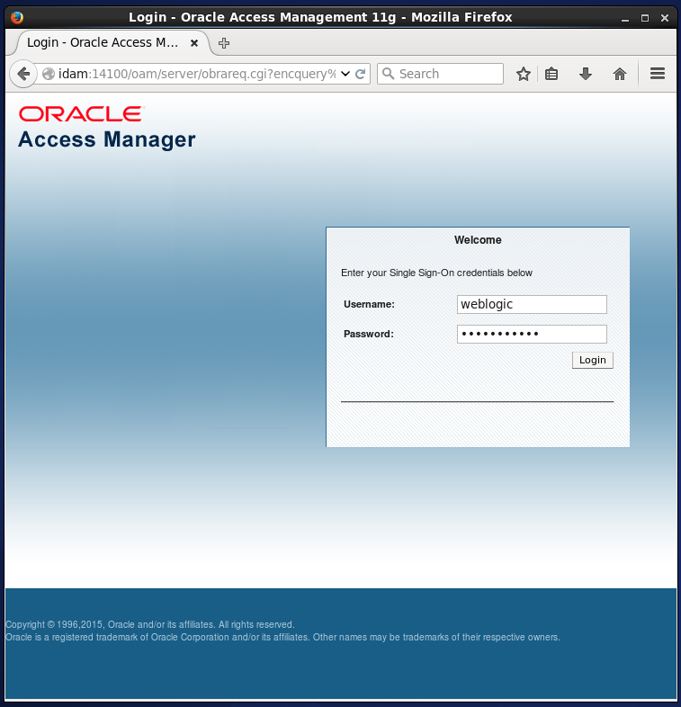 Test the access to a HTTP Oracle Access Manager (OAM) Resource: OAM login page
