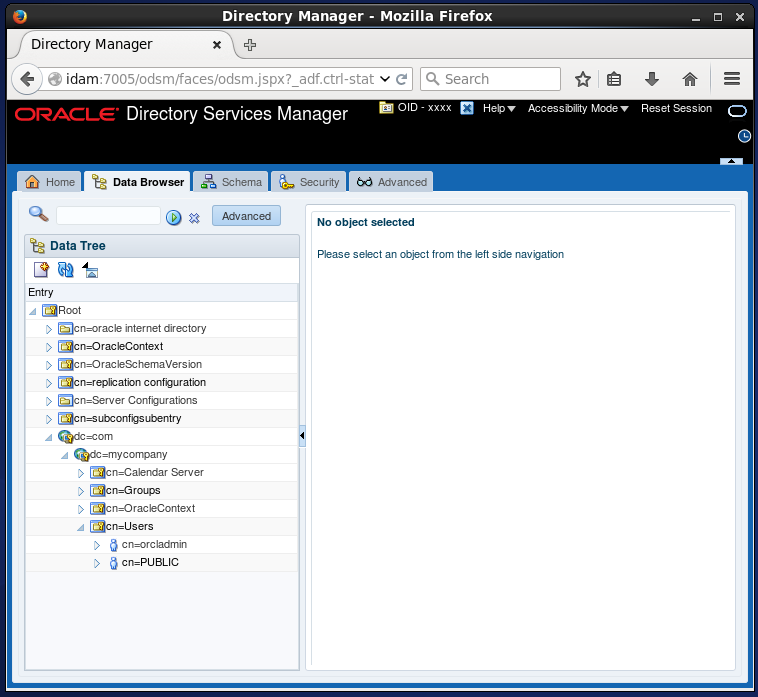 Oracle Internet Directory information.