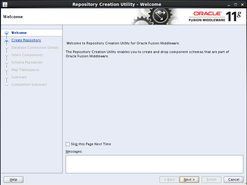 run RCU repository creation utility for oracle OID: welcome