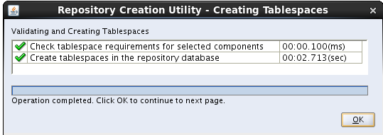 run RCU repository creation utility for oracle OID: creating tablespaces