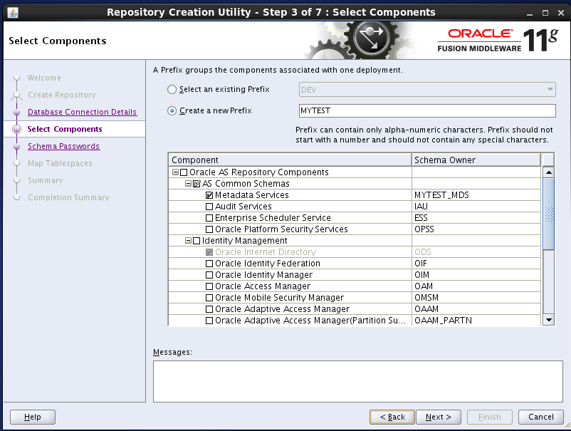 run RCU repository creation utility for oracle OID: OID components