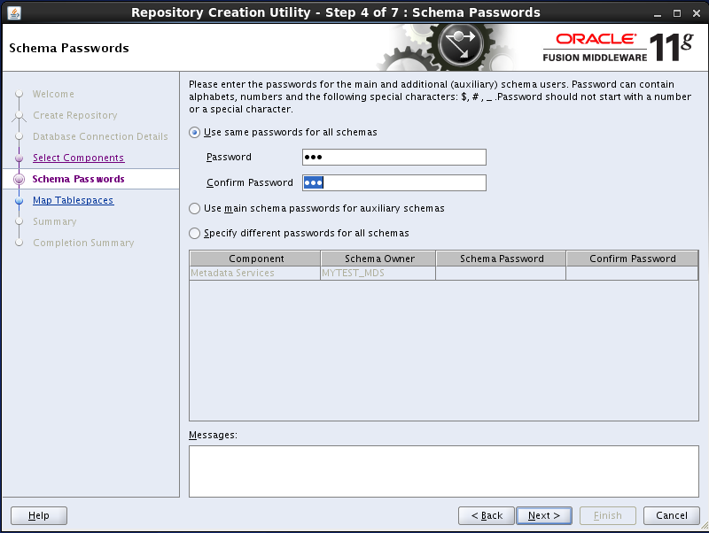 run RCU repository creation utility for oracle OID: schema password