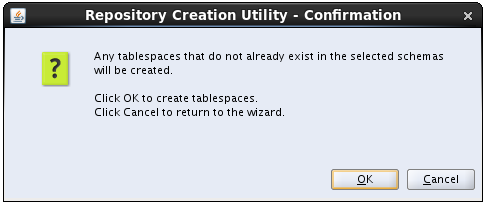 run RCU repository creation utility for oracle OID: confirmation