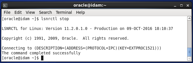 Stop Oracle Internet Directory Services : stop database listener