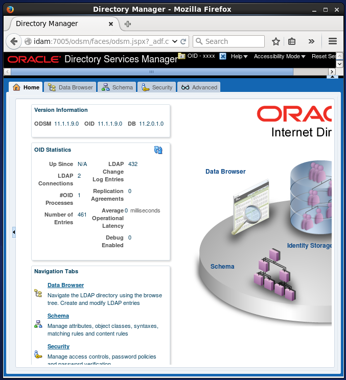Create a user into the Oracle Internet Directory: logged