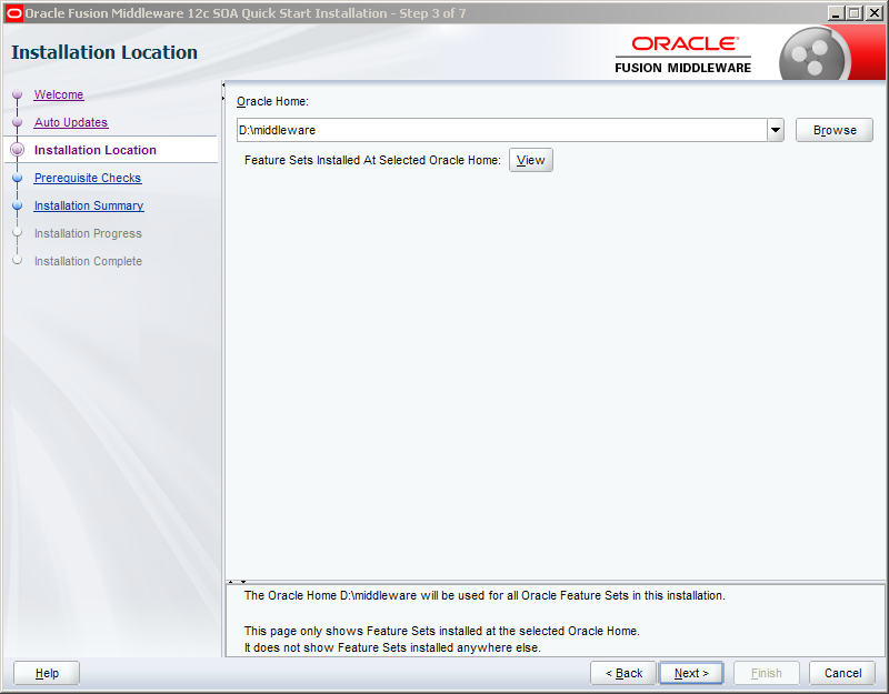 Install Oracle SOA 12c software on Windows: location