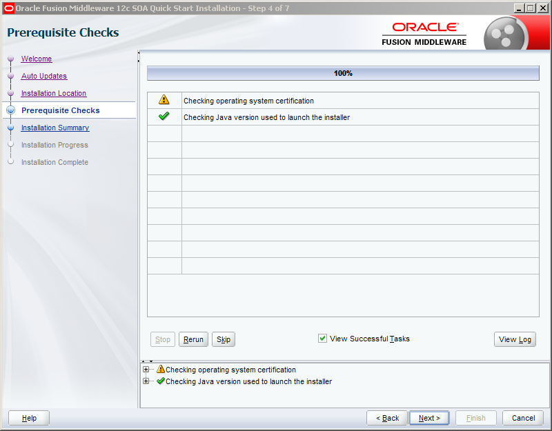 Install Oracle SOA 12c software on Windows: prerequisite checks