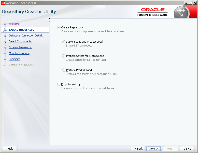 Run RCU (Repository Creation Utility) for Oracle SOA 12c on Windows: create repository