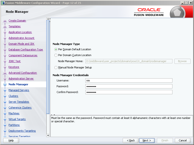 How to configure Oracle SOA 12c software on Windows: node manager