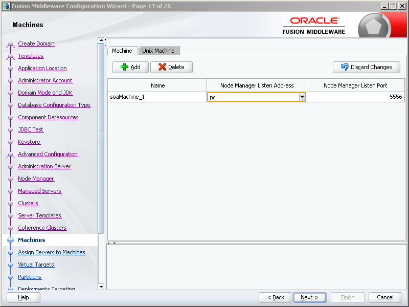 How to configure Oracle SOA 12c software on Windows: machines