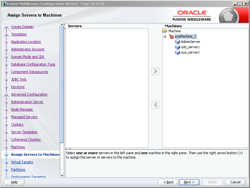 How to configure Oracle SOA 12c software on Windows: servers assign to machine