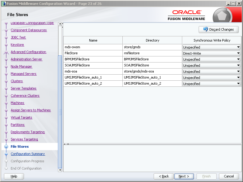 How to configure Oracle SOA 12c software on Windows: file store