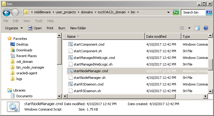 How to start Oracle SOA 12c on Windows: start node manager