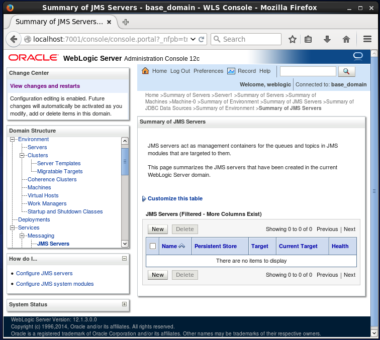 WebLogic JMS Server creation: Admin Console