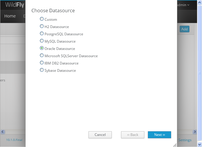 Create a Datasource on WildFly 10 Server for Oracle Database 11gR2 : add oracle